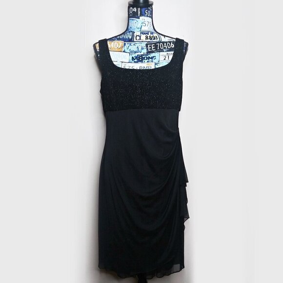 ALEX EVENINGS Sleeveless Chiffon Dress Empire Waist Layered Ruching Sparkle 16 - Picture 12 of 12